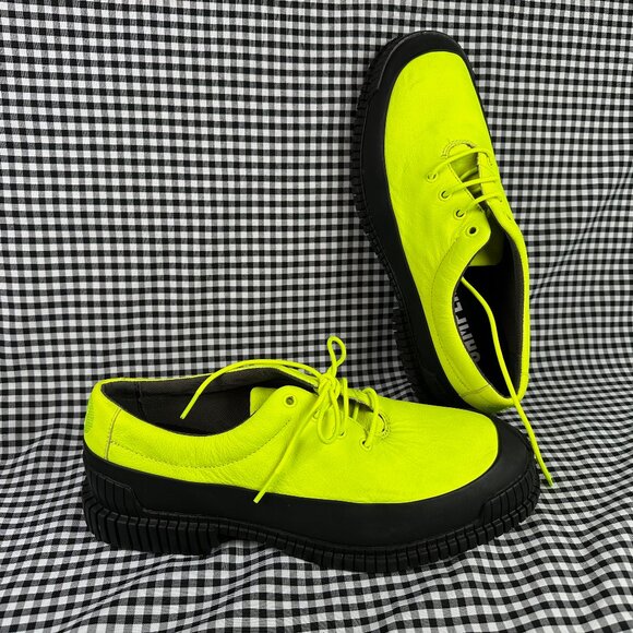 Camper Pix Chunky Neon Yellow Leather Oxford Shoe Men's EU 44 / US 10.5 - Picture 1 of 7